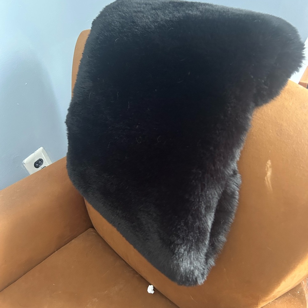 Anthropologie Black Faux Fur Wrap - Picture 3 of 4